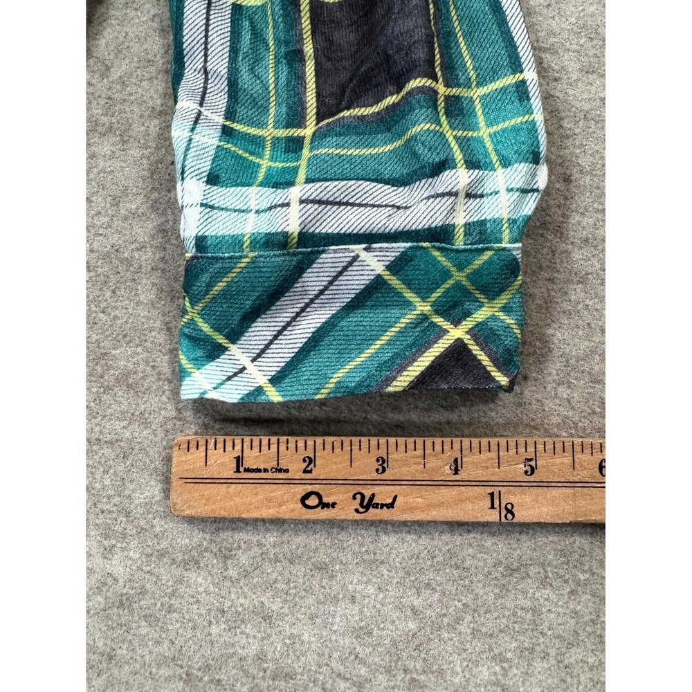 Rose Gal Womens 22 Plaid Stretch V Neck High Low Hem Blouse Top Green Multi - Picture 14 of 14